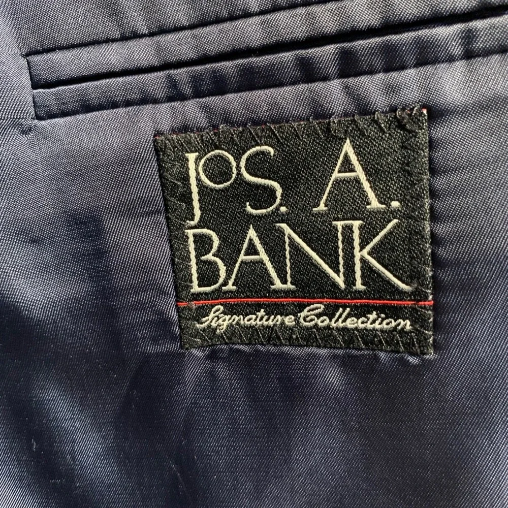 Jos. A. Bank Signature Collection Blazer Size R42 Navy Blue Wool Striped Classic